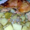 Poulet rôti aux petits pois